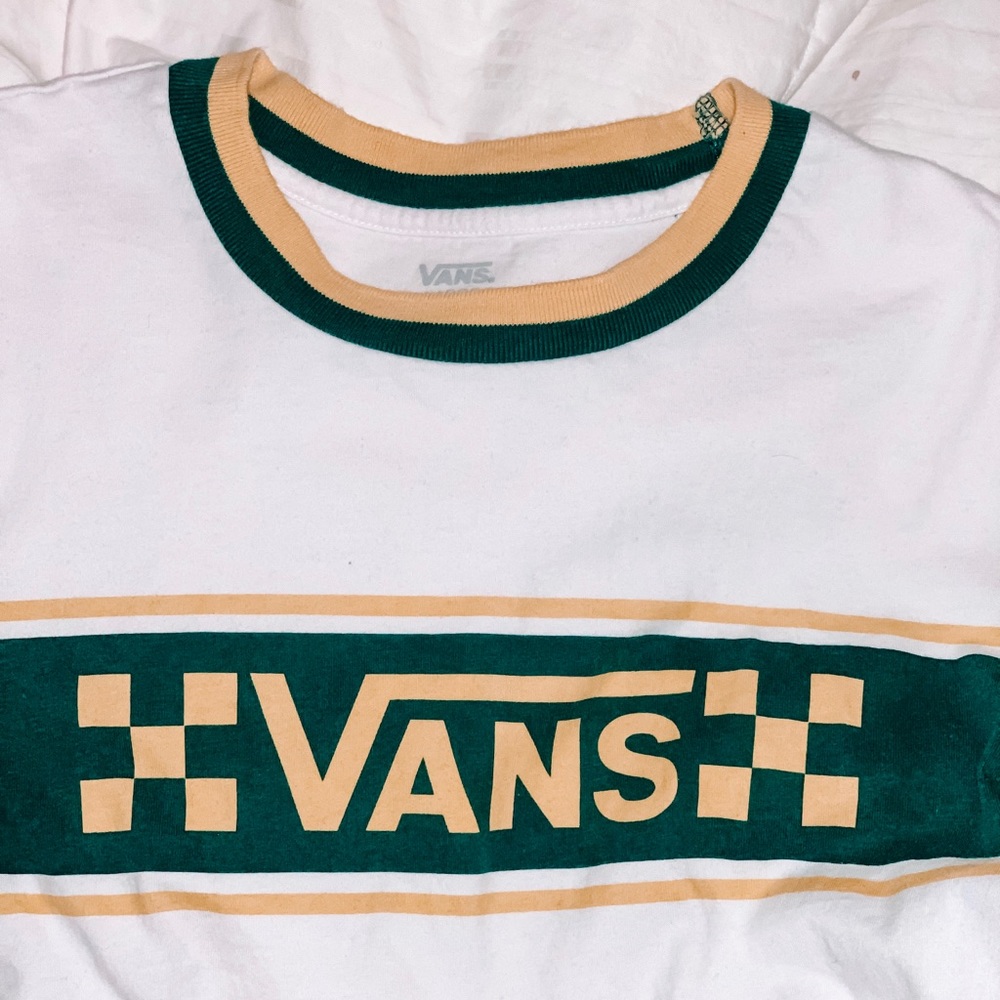 Vans Long Sleeve Green White and Yellow Tee